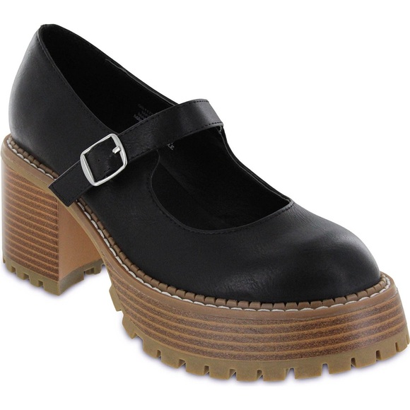 MIA NATANIA LUG SOLE MARY JANE SHOES BLACK NWOT SZ 8.5 - Picture 4 of 16